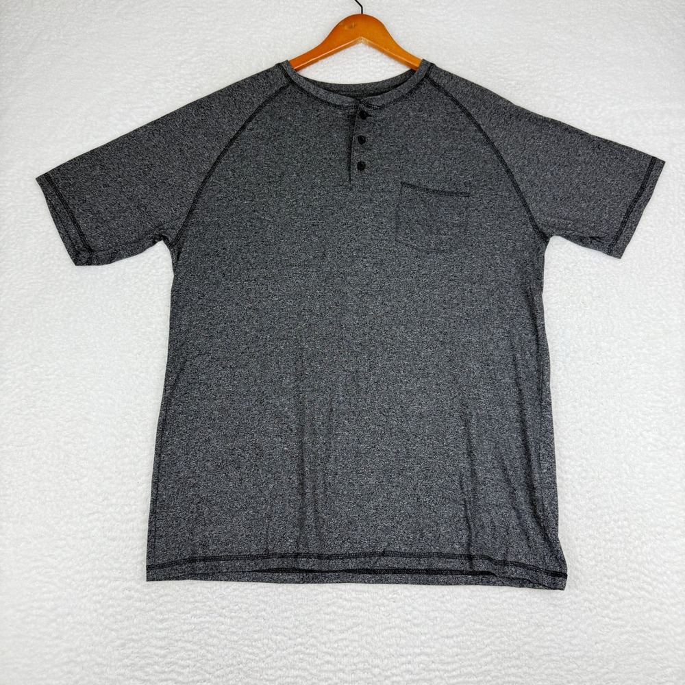 Hudson &‎ Barrow NYC Henley Shirt Men's X-Large Heather Gray Short Sleeve